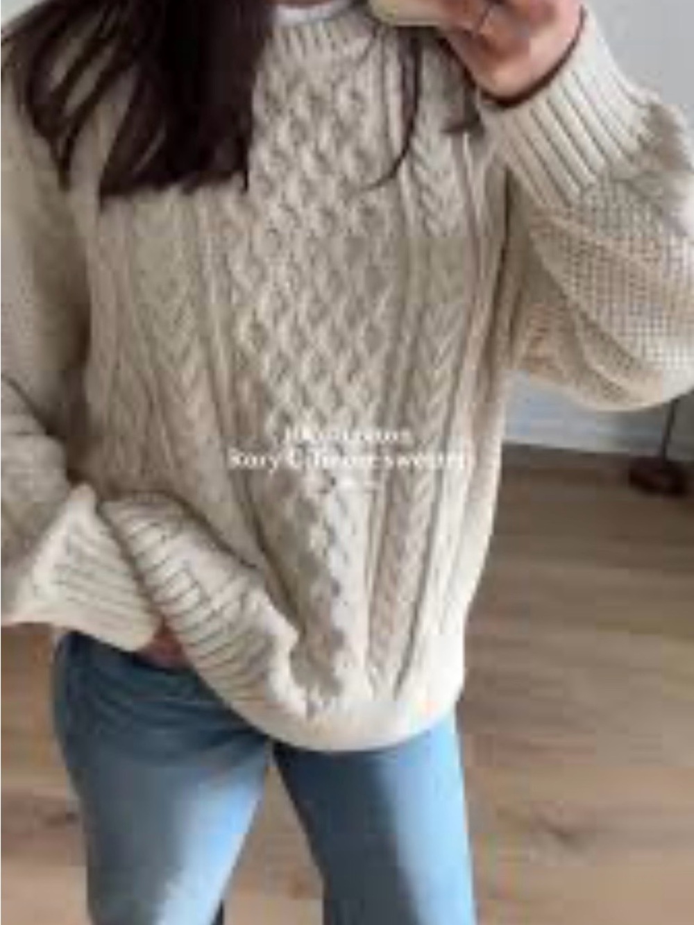 J Crew Cream Cable Knit Crewneck Sweater